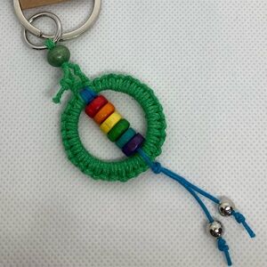 Handcrafted Pride Month Macrame Keychain